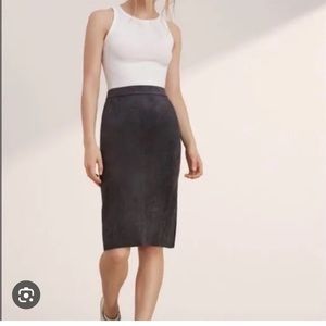 WILFRED FREE ARITZIA Grey Vegan Suede Midi Side Slit Lis Skirt | 8